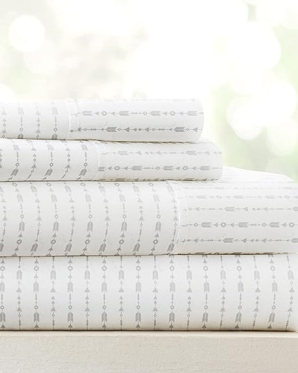 Linen Market 3 Piece Twin Bedding Sheet Set (Light Gray Arrows) - Sleep Better Than Ever with These Ultra-Soft & Cooling Bed Sheets for Your Twin Size Bed - Deep Pocket Fits 16" Mattress - LeafyLoom