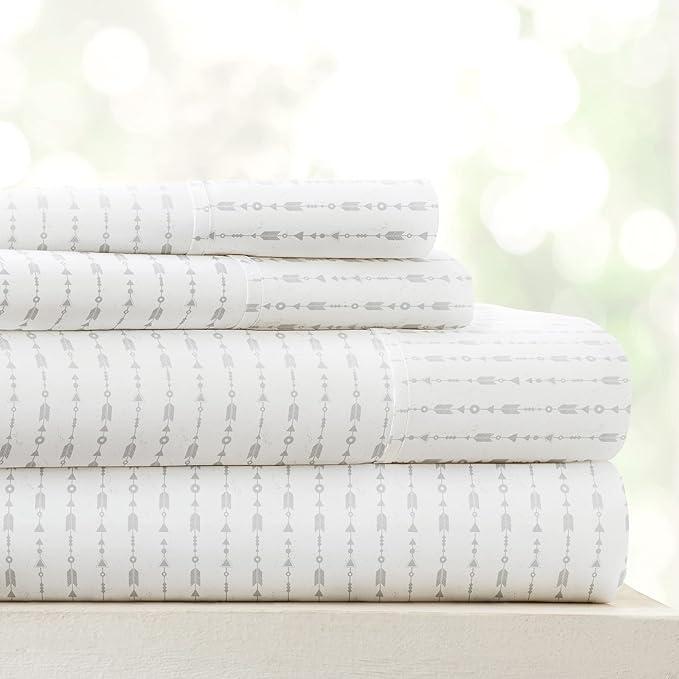 Linen Market 3 Piece Twin Bedding Sheet Set (Light Gray Arrows) - Sleep Better Than Ever with These Ultra-Soft & Cooling Bed Sheets for Your Twin Size Bed - Deep Pocket Fits 16" Mattress - LeafyLoom