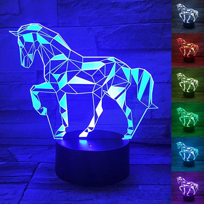 3D Horse Lamp, Optical Illusion Night Light for Room Decor & Nursery, Cool Birthday Gifts & 7 Color Changing Toys for Kids, Girls, Boys & Horse Lovers - LeafyLoom