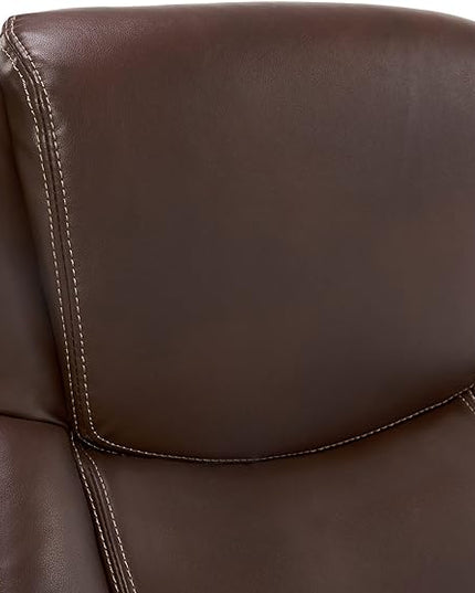 La-Z-Boy Delano Big & Tall Executive Office Chair, High Back Ergonomic Lumbar Support, Bonded Leather, Brown - LeafyLoom
