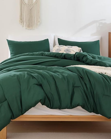 ROSGONIA Twin Comforter Set for College Girls Boys Dark Emerald Green, 1 Comforter 1 Pillowcase,Soft Dorm Bedding All Season Kids Comforter Sets - LeafyLoom