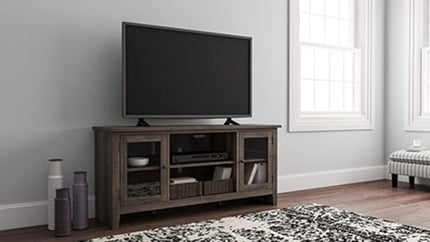 Signature Design by Ashley Arlenbry Modern Farmhouse TV Stand with Fireplace Option, Fits TVs up to 58", Weathered Gray - LeafyLoom