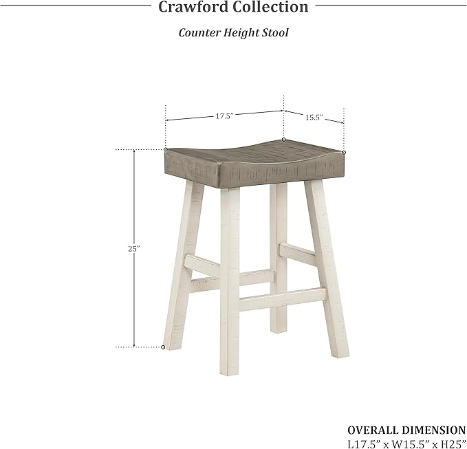 Lexicon Saddle Bar Stools Set of 2 Barstools with Footrest, Armless Dining Chairs for Kitchen Island, Breakfast Nook, Living Room, Counter Height, White/Coffee - LeafyLoom