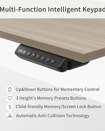 FEZIBO 63" L Shaped Executive Standing Desk with 3-Drawer File Cabinet, Electric Height Adjustable Stand up Desk for Home Office, Computer Desk with Storage Cabinets, White Frame Light Walnut Top - LeafyLoom