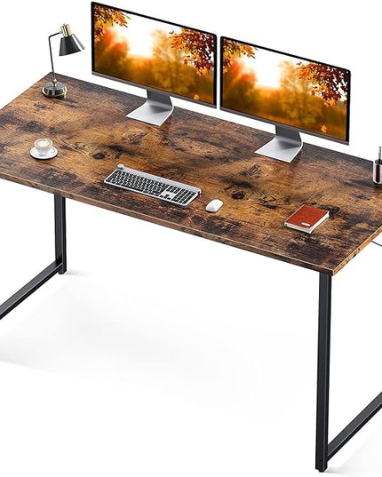 Coleshome 55 Inch Computer Desk, Modern Simple Style Desk for Home Office, Study Student Writing Desk,Vintage - LeafyLoom