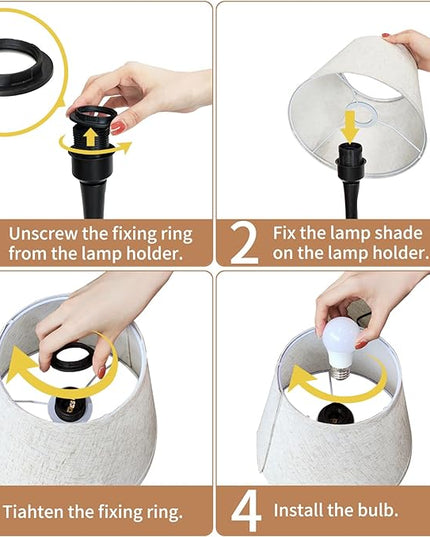 Touch Bedside Lamp for Bedroom, 3-Way Dimmable Farmhouse Table Lamps for Nightstand with Fabric Shade, Desk Lamp for Kids Reading, Home Office - LeafyLoom