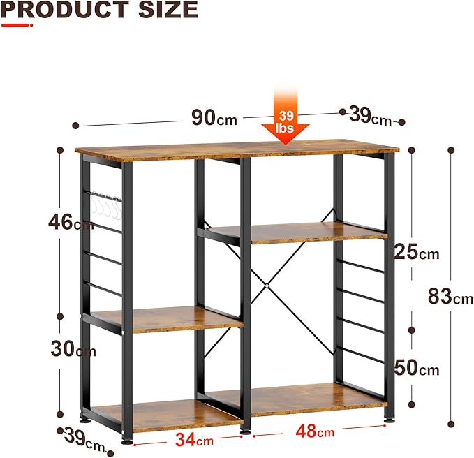 soges Kitchen Standing Baker's Rack, Utility Microwave Oven Stand, Multi-layers Kitchen Storage Cart Workstation Shelf, Coffee Cart, Rustic Brown - LeafyLoom