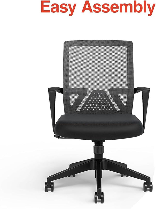 STAPLES Cartwright Office Computer Desk Chair, Ergonomic, Adjustable Tilt lock, Mesh Rolling Swivel Task Chair with Wheels, Lumbar Support, Black (ST62400) - LeafyLoom