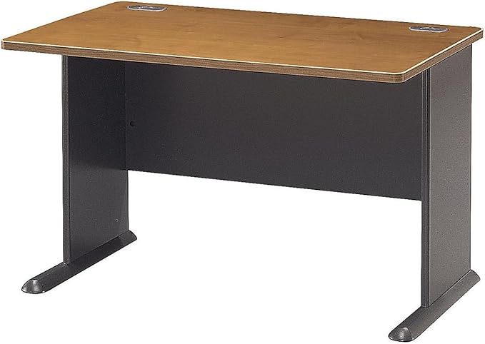 Bush Business Furniture Series A 48W Computer Desk in Natural Cherry and Slate, Small Office Table for Home or Professional Workspace - LeafyLoom