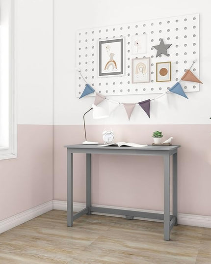 Max & Lily Solid Wood Desk, 40 Inches, Grey - LeafyLoom