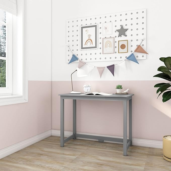 Max & Lily Solid Wood Desk, 40 Inches, Grey - LeafyLoom