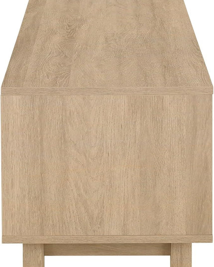 Walker Edison Walton Modern Fluted-Door Low Stand for TVs up to 65 Inches, 58 Inch, Coastal Oak - LeafyLoom