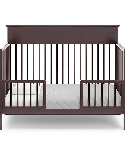 Storkcraft Carmel 5-in-1 Convertible Crib (Espresso) - GREENGUARD Gold Certified, Converts to Toddler Bed & Full-Size Bed, Fits Standard Full-Size Crib Mattress, 4 Adjustable Mattress Heights - LeafyLoom