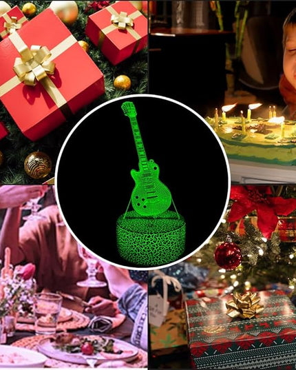 Guitar 3D Night Light Illusion Lamp,16 Color Changing with Remote Control,Bedroom Decor Xmas Birthday for Musical Lover Men Women Family, Friends - LeafyLoom