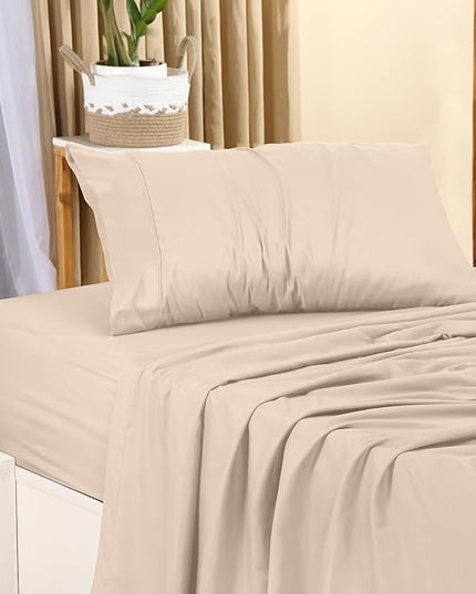 Utopia Bedding Twin Bed Sheets Set - 3 Piece Bedding - Brushed Microfiber - Shrinkage and Fade Resistant - Easy Care (Twin, Beige) - LeafyLoom