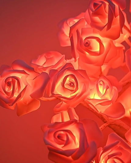 Rose Flower Tree Lamp, Led Rose Table Lamp Gift for Teens Girls Mother Home, Battery Powered, Romantic Tabletop Night Lighting for Bedroom Living Room Party Wedding Valentine's Day Desk Decor - LeafyLoom