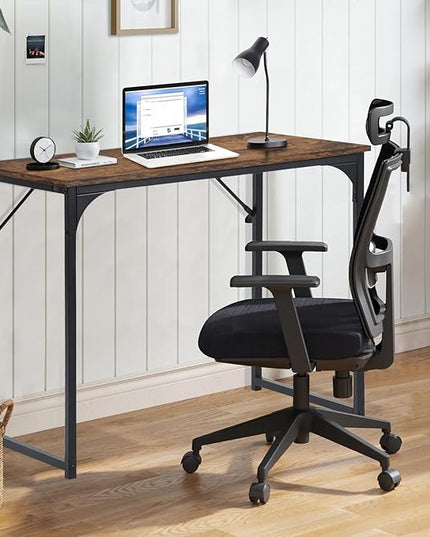 FurnitureR 31.5" Home Office Table Simple Style Computer Desk Laptop PC Writing Table Sturdy Metal Frames for Study Room, Rustic Brown - LeafyLoom