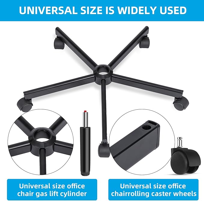 Purgreen Home Office Swivel Chair Base – Durable, Steady and Easy Installation – Perfect for Criss Cross and Cross Legged Chairs with Replacement Casters (Blcak, Base+Wheel), KING24AER01 - LeafyLoom