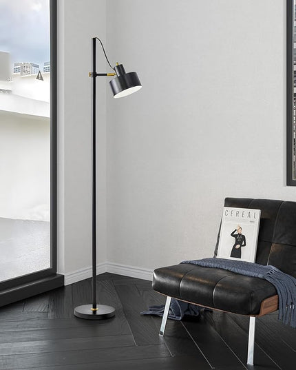 OYEARS Floor Lamp for Living Room Bright Lighting Tall Modern Industrial Vintage Standing Corner Lamps LED Metal Light Office Bedroom Study Gold Black White Matte Accent (1-Light, Black) - LeafyLoom