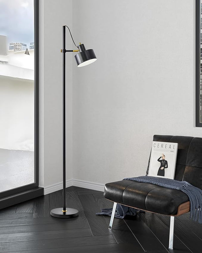 OYEARS Floor Lamp for Living Room Bright Lighting Tall Modern Industrial Vintage Standing Corner Lamps LED Metal Light Office Bedroom Study Gold Black White Matte Accent (1-Light, Black) - LeafyLoom