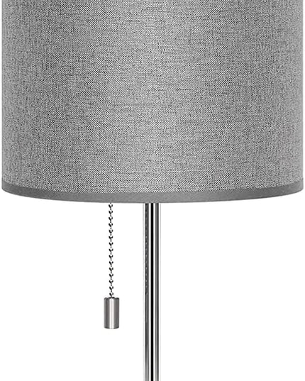 SEHERTIWY Bedside Lamps, Desk Lamps with Pull Chain, Nightstand Lamps with Marble Base and Silver Metal, Lamp for Bedroom, Living Room, Reading Room, Office-Grey - LeafyLoom