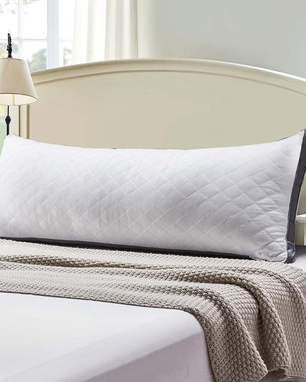 WhatsBedding Memory Foam Body Pillow -Fluffy Body Pillows for Adults -Large Long Bed Pillows for Sleeping - 20x54 inch, White - LeafyLoom