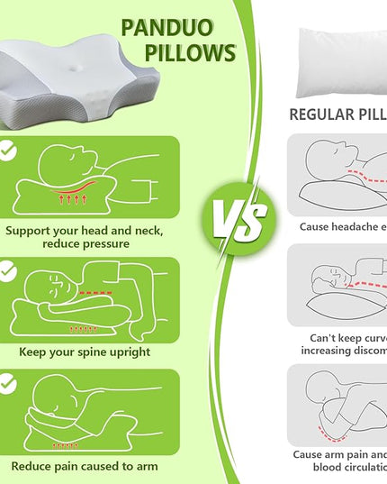 Cervical Pillow for Bed Sleeping, Memory Foam Contour Neck Pillows with Breathable Pillowcase, Ergonomic Neck Support Pillows for Side, Back and Stomach Sleepers - LeafyLoom