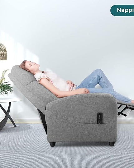 SMUG Recliner Chair for Adults, Massage Reclining Chair for Living Room, Adjustable Modern Recliners Chair, Home Theater Seating Single Sofa Recliner with PU Leather Padded Seat Backrest (Deep Grey) - LeafyLoom