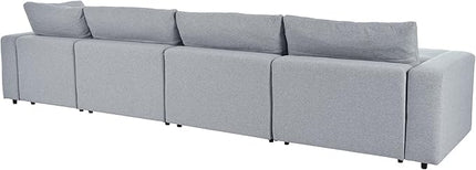152.8" U-Shaped Down Filled Modular Sectional Sofa with 2 Removable Ottoman, Modern 6-Seat Convertible Upholstered Couch for Living Room, Apartment, Spacious Space, Light Gray, 152.8 Inch - LeafyLoom