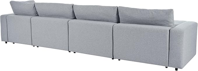 152.8" U-Shaped Down Filled Modular Sectional Sofa with 2 Removable Ottoman, Modern 6-Seat Convertible Upholstered Couch for Living Room, Apartment, Spacious Space, Light Gray, 152.8 Inch - LeafyLoom