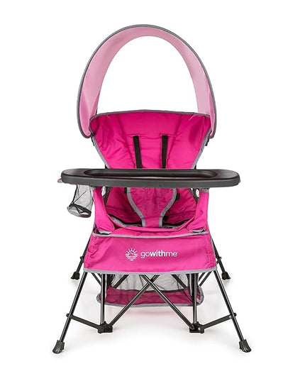 Baby Delight Go with Me Venture Portable Chair | Indoor and Outdoor | Sun Canopy | 3 Child Growth Stages | Pink - LeafyLoom
