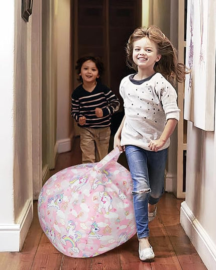 Bean Bag Chair for Kids Stuffed Animal Storage Beanbag Chairs,Toddler Toy Storage Organizer for Girls and Boys,Large 32'' Cover Only（No Filling - LeafyLoom