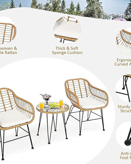 Bistro Table and Chairs Set of 2, OneSize, Pale Brown - LeafyLoom