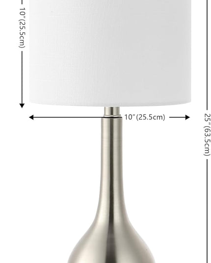 JONATHAN Y JYL5010B-SET2 Dylan 25" Metal/Crystal Teardrop LED Table Lamp Contemporary, Transitional, Traditional, Classic, Office, Living Room, Dining Room, Bedroom, Nickel (Set of 2) - LeafyLoom