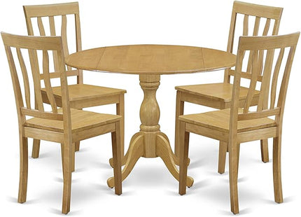 East West Furniture Dublin Kitchen Room Set, 42x42 Inch, DMAN5-OAK-W - LeafyLoom