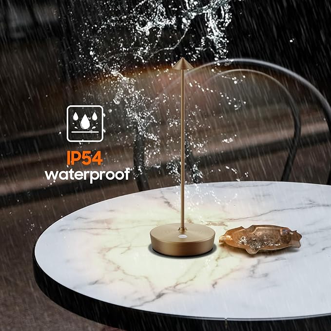 Cordless Rechargeable Table Lamp-Protable 6000mAh Battery Operated-Outdoor Waterproof Table Light-LED Touch Dimmable Desk Lamps-Patio Dining Restaurant Home Living Room Bronze - LeafyLoom