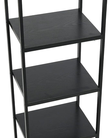 Household Essentials 5 Shelf Free Standing Book Case, Black Oak Finish - LeafyLoom