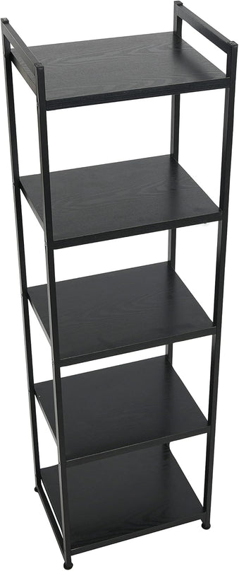 Household Essentials 5 Shelf Free Standing Book Case, Black Oak Finish - LeafyLoom