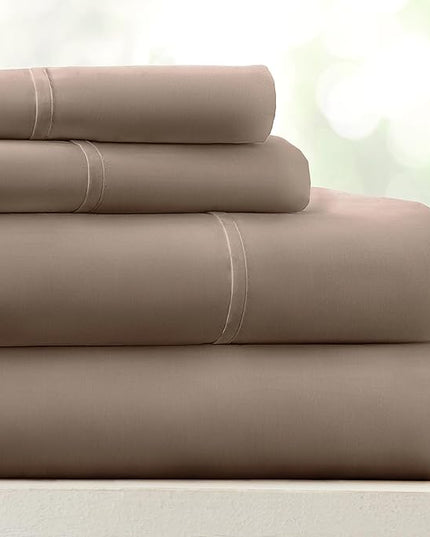 Linen Market Bed Sheets for Queen Size Bed (Taupe) - Sleep Better Than Ever with These Soft and Cooling Queen Sheets - Deep Pocket Fits 16" Thick Beds - 4 Piece Queen Sheet Set - LeafyLoom