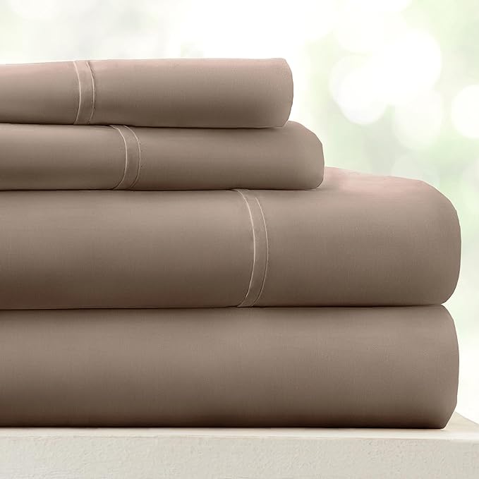 Linen Market Bed Sheets for Queen Size Bed (Taupe) - Sleep Better Than Ever with These Soft and Cooling Queen Sheets - Deep Pocket Fits 16" Thick Beds - 4 Piece Queen Sheet Set - LeafyLoom
