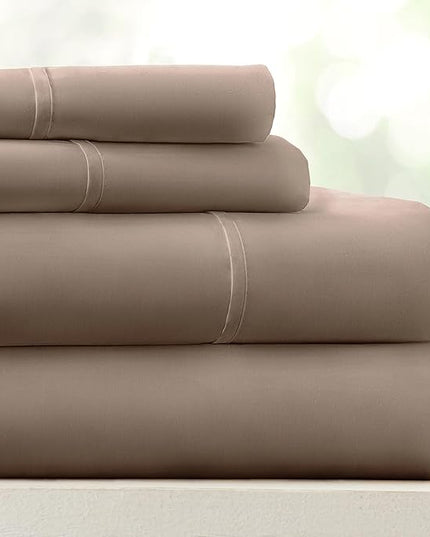 Linen Market Bed Sheets for Twin Size Bed (Taupe) - Sleep Better Than Ever with These Soft and Cooling Twin Sheets - Deep Pocket Fits 16" Thick Beds - 3 Piece Twin Sheet Set - LeafyLoom