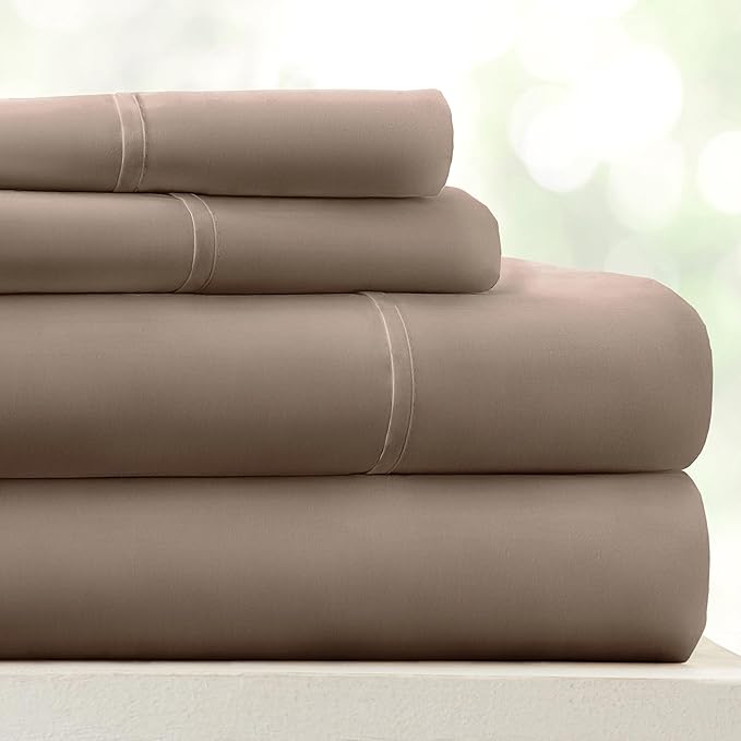 Linen Market Bed Sheets for Twin Size Bed (Taupe) - Sleep Better Than Ever with These Soft and Cooling Twin Sheets - Deep Pocket Fits 16" Thick Beds - 3 Piece Twin Sheet Set - LeafyLoom