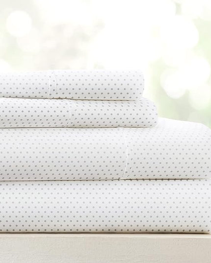 Linen Market 4 Piece California King Bedding Sheet Set (Gray Stippled) - Sleep Better Than Ever with These Ultra-Soft & Cooling Bed Sheets for Your Cal King Size Bed - Deep Pocket Fits 16" Mattress - LeafyLoom