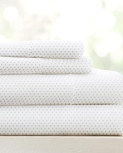 Linen Market 4 Piece Full Bedding Sheet Set (Gray Stippled) - Sleep Better Than Ever with These Ultra-Soft & Cooling Bed Sheets for Your Full Size Bed - Deep Pocket Fits 16" Mattress - LeafyLoom