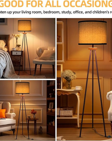 Tripod Floor Lamp, Mid Century Standing Lamp, Modern Design Studying Light for Living Room, Bedroom, Study Room and Office - LeafyLoom