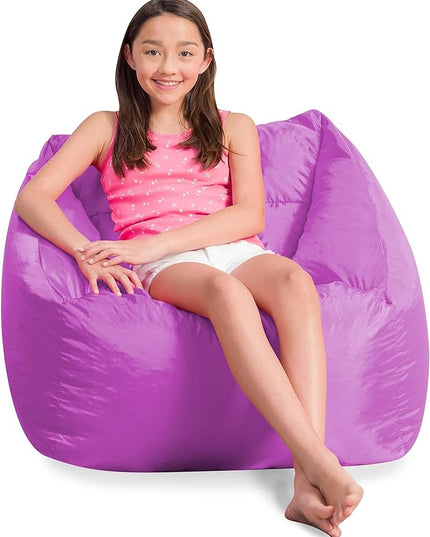 Posh Creations Coronado Bean Bag Boys and Girls Large Chair for Kids, for Gaming and Playrooms, Soft Nylon-Purple, Large Bean Bag - LeafyLoom