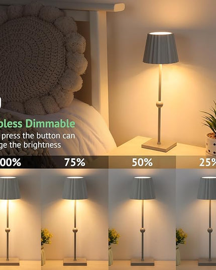 GGOYING Battery Operated Table Lamp,5200mAh Cordless Portable LED Lamp with 3 Temperature, Stepless Dimmable Minimalist Battery LED Night Light Camping(Gray) - LeafyLoom