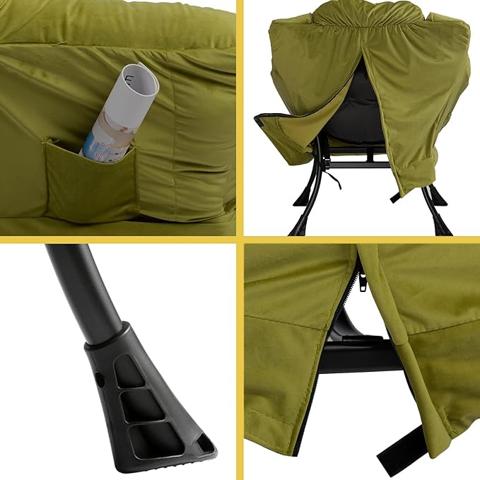 HollyHOME Modern Fabric Large Lazy Chair, Accent Oversized Comfy Reading Chair, Thick Padded Cozy Lounge Chair with Armrest, Steel Frame Leisure Sofa Chair for Living Room, Bedroom, Dorm, Army Green - LeafyLoom