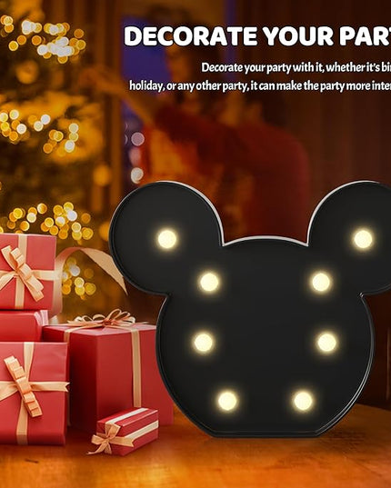 Black Mouse Decor, Battery Powered Mouse Night Light for Kids, Mouse Birthday Decorations for Kids, Kids Room Decor for Bedroom, Mouse Wall Decor for Bedroom - LeafyLoom