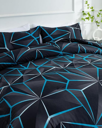 NTBED 3D Geometric Comforter Set for Boys Kids, Irregular Diamond Pattern Lightweight Microfiber Bedding Sets All Season (Blue,Full) - LeafyLoom